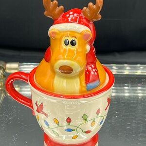 Festive Reindeer Mug with Lid